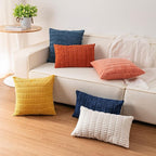 Aegero Pack of 2 Corduroy Decorative Throw Pillow Covers 12x20 Inch Soft Striped Pillow Covers Modern Farmhouse Home Decor for Sofa Living Room Couch Bed（White）