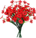 MACTING Artificial Flowers for Outdoors Fake Spring Flowers UV Resistant No Fade Faux Plastic Plants for Hanging Planters Window Patio Porch Yard Garden Home Indoor Outside Summer Decorations(Red)