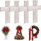 Geelin 4 Pcs Large Wooden Cross Wall Decor 16x11 Inch Hanging Cross for Craft Handmade Antique Religious Gifts Wooden Christians Wall Decor for Room Church Home Room(White)