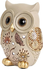 Owl Statue for Home Decor Accents - Boho Decor for Rooms, Bookshelf, Office Table and Living Rooms, Vintage Cute Figurines for Bird Lovers Owl Gifts