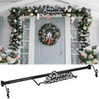 MorningRo 35.5" - 63" Christmas Garland Hanger for Front Door Adjustable Wreath Hanger No Nails or Screws Heavy Duty Black Metal Hook with Christmas Sign for Different Door Holding Wreath Xmas Decor