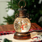 Christmas Snow Globe Lantern Water Glittering Snowman Scene with Music & Timer, USB Lined/Battery Operated Lighted Water Lantern for Christmas Festival Decoration Gifts