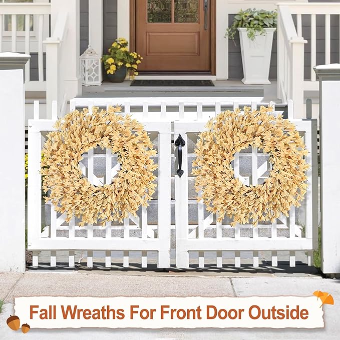26 Inch Fall Wreaths for Front Door Outside，Realistic Autumn Wreath Outdoor，Large Halloween Thanksgiving Artificial Flowers Wreath，Fall Decorations for Home Front Porch Yard Window Farmhouse Decor