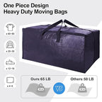 Heavy Duty Extra Large Moving Bags W/Backpack Straps - Strong Handles & Zippers, Storage Totes For Space Saving, Fold Flat, Alternative to Moving Box and Storage Bin (Set of 6, Blue)