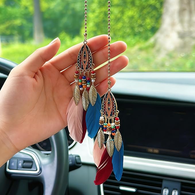 Dream Catcher for Cars,Handmade Small Rear View Mirror Hanging Decor,Boho car Accessories & Wall Ornament (Color)