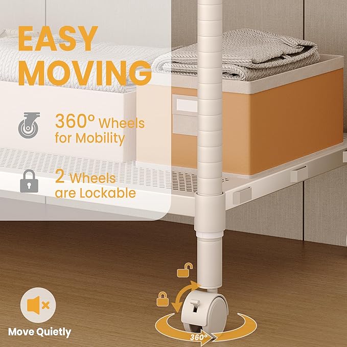 Heavy Duty Rolling Clothes Rack,Load 693LBS Clothing Racks for Hanging Clothes,Free Standing Closet Organizers and Storage Garment Racks with Wheels,Rods,Gray 70"H x 45"W x 18"D