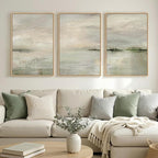 Large Framed Sage Green Abstract Landscape Wall Art for Living Room, 3 Piece Modern Canvas Prints Paintings Artwork for Walls, Oversized Pictures for Hallway Dining Bedroom Office Wall Decor 24x36 In