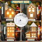 Soaoo 25 Pieces Christmas Village Sets Xmas Led Lighted Christmas Village Houses Mini Xmas Figurines Miniature for Collection Tabletop Mantel Shelf Indoor Accessories