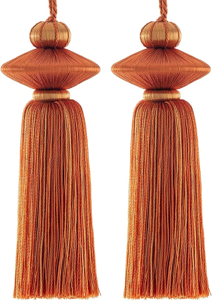 2 Pcs Decorative Tassels for Home Decor, Elegant Lamp Tassels & Door Tassels, Soft Silk-Look Hanging Tassel Accent for Table Lamps, Cabinets & Interior Styling, 4.3 Inch Tassel Ornament (Red)