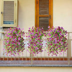Artificial Hanging Flowers for Outdoors Spring Decoration, 2PCS Silk Fake Daisy Realistic Outdoor Flowers UV Resistant Porch Patio Window Yard Decor(Light Purple Red)