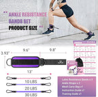 Ankle Resistance Bands with Cuffs, Ankle Bands for Working Out, Kickbacks Hip, Leg Glute Exercise Equipment with Training Poster, Resistance Workout Equipment for Women