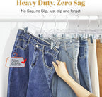 HOUSE DAY 100 Pack Skirt Hangers with Clips, Clear Plastic Pants Hangers with 2-Adjustable Clips，Non-Slip Clip Hanger for Pant, Skirts, Shorts, Bulk Retail Hanger