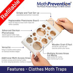 Powerful Clothes Moth Traps + Replacement Strips (9 Strips in Total) - Traps & Refills by MothPrevention - for Indoors, Home, Closets & Clothing