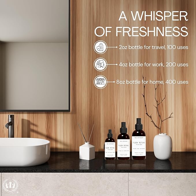 Muse Apothecary Flush Ritual - Aromatic & Refreshing Toilet Spray, Use Before You Go, 2 oz, Infused with Natural Essential Oils - Bergamot + French Lavender + Sandalwood, 2 Pack
