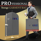 2 Pack 40-inch Suit Bag Garment Bag for Travel and Storage, Garment Bags for Hanging Clothes with Zipper and Visible Transparent Window, Gray