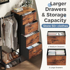 OLIXIS 4 in 1 Storage with Hanging Rack, Clothes Rack Shoes Rack, Bag Hook, Tall Storage Tower, Sturdy Frame for Bedroom Entryway Living Room Brown