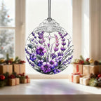 Stained Glass Ornament, Purple Bauhinia and Violets Ornaments, Unique Crystal Ornaments, Hanging Holiday Presents Idea, Car Hanging Ornaments, Car Charm, Mirror Accessories