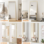 TRAHOME Full Length Standing Mirror, 70"x24" Gold Full Body Mirror with Aluminum Alloy Frame, Free Standing or Wall Mount for Bedroom, Living Room, Dressing Room