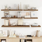 Acovy 36 Inch Floating Shelves, 36"x9.25"x1.5" Inch Deep Floating Shelves for Wall, Wooden Shelves for Bathroom, Bedroom, Living Room, Brown, 2 Pieces