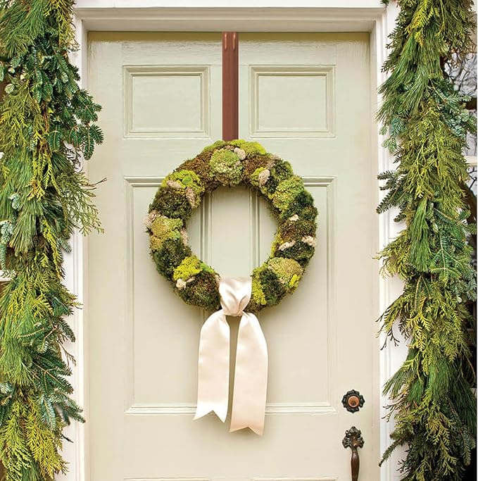 Wreath Hanger for Front Door, Adjustable from 15" to 25" Wreath Door Hanger for Christmas Fall Wreaths Decorations Hook, Brushed Bronze