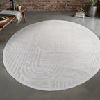 Modern Indoor Rug Orbit 4 Round Area Rugs for Living Room Luxury Kitchen Bedroom Durable Soft Geometric Durable Low and High Pile Stain Resistant Non Shedding Area Carpet 4 Round