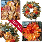 WANNA-CUL 24 Inch Spring Hydrangea &Peony Wreaths for Front Door, Summer Fall Door Wreath with Orange Dahlia Flowers for Wedding or Indoor&Outdoor Decoration