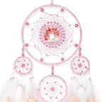 Large Dream Catchers,Crystal Life Tree,Dream Catcher for Girls,Sun Catcher,Dream Catchers for Adults,Boho Bedroom Decor,Handmade Feather Wall Decor Hanging Ornament,Hippie Gifts (Pink)