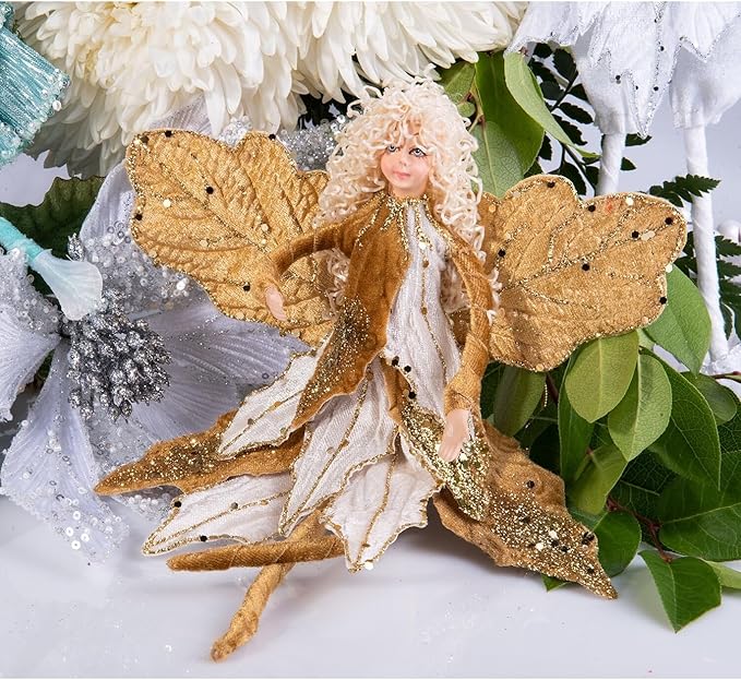 STP GOODS Christmas Decor Collectible Doll 12" Figurine for Home Decor & Holiday Posable Fairy Doll Indoor Christmas Fairy Christmas Seasonal Decoration Collectible Christmas Doll (Fairy in Red)