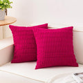 Aegero Pack of 2 Corduroy Decorative Throw Pillow Covers 18x18 Inch Soft Striped Pillow Covers Modern Farmhouse Home Decor for Sofa Living Room Couch Bed（Peach Red）