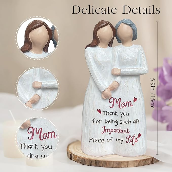 Mom Gift, Mom and Daughter Figurine, Gifts for Moms from Daughter for Mother Day, Anniversary, Birthday, Christmas, Sculpted Hand-Painted Statue