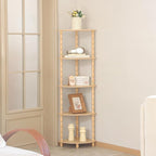 MaxSmeo Corner Shelf, 5-Tier Corner Bookshelf for Small Spaces, Stylish Corner Storage Display Shelves for Bedroom, Bathroom, Kitchen, Living Room (Natural)
