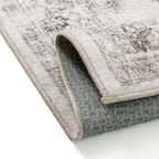 5x7 Area Rug Gray Washable Living Room Vintage Carpet Bedroom Non Slip Soft Low Pile Soft Thin Dining Room Office Accent Throw Rug