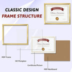 NEXCOVER Diploma Frame Gold 10 Pack, 8.5 x 11 Certificate Frame with HD Plexiglass, 8.5 by 11 Picture Frames for Documents, Photos, Posters, Artworks, Horizontal and Vertical Wall Display