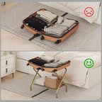 Set of 2 Luggage Rack for Guest Room, Folding Suitcase Stand with Shoe Shelf, Easy Assembly, Portable, Hold up to 110 lb, Gold
