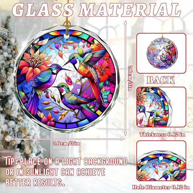 Hummingbird Stained Glass Ornament - Christmas Tree Decoration, Gift Exchange Present Idea