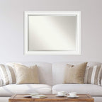 Amanti Art White Wall Mirror 35x45 Craftsman White Rectangle Bathroom Mirror for Wall Decor Living Room, X-Large Casual Wood Frame, Hangs Horizonally and Vertically, Bathroom Decor, Beveled Edge