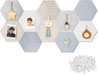 10PCS Hexagon Cork Board Tiles Alternative - 12x10 Inch Frameless Felt Bulletin Board for Wall, Adhesive Cork Board Tiles for Office & Home Decor, Sound Absorbing Pin Boards for Walls & Photos