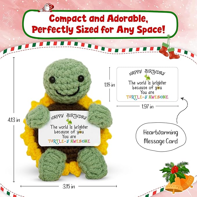 OASSIE Birthday Gifts for Women - Turtle Positive Crochet Animals, Emotional Support Crochet - Turtle Gifts for Women Birthday Unique, Emotional Support Crochets