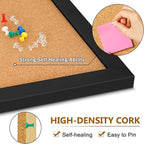 DOLLAR BOSS Cork Board for Wall 24" x 18" Bulletin Board for Wall with Black Wood Frame, Picture Display Pin Broad Vision Board for Office Home School Room Decorative Hanging 10 Pushpins