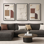 Large Framed 3D Textured Neutral Abstract Wall Art for Living Room, 3 Piece Modern Paintings Artwork for Walls, Minimalist Geometric Pictures for Hallway Office Dining Bedroom Wall Decor 24x36 In