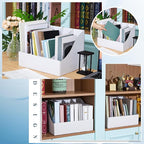 3 Pack Cardboard Magazine File Holders 12 Grids Vertical Book Bins 10.6'' x 10.2'' x 14'' Magazine Document Storage Box for Desk Shelves Home Office Classroom Library Use (White)