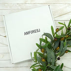 AMF0RESJ 20 inches Artificial Green Olive Wreath Greenery Wreath with Olive Leaves, Bean for Front Door Indoor Outdoor Farmhouse Home Wall Window Festival Wedding Decor, White Gift Box Included