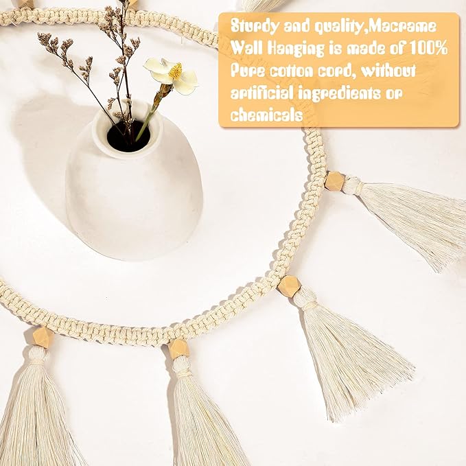 Tatuo Boho Macrame Tassel Garland for Classroom Decor Hanging Tassel Garland Bunting Boho Classroom Decor for Nursery Room Birthday Party Bedroom Dorm(4 Pieces,47.2 Inch)