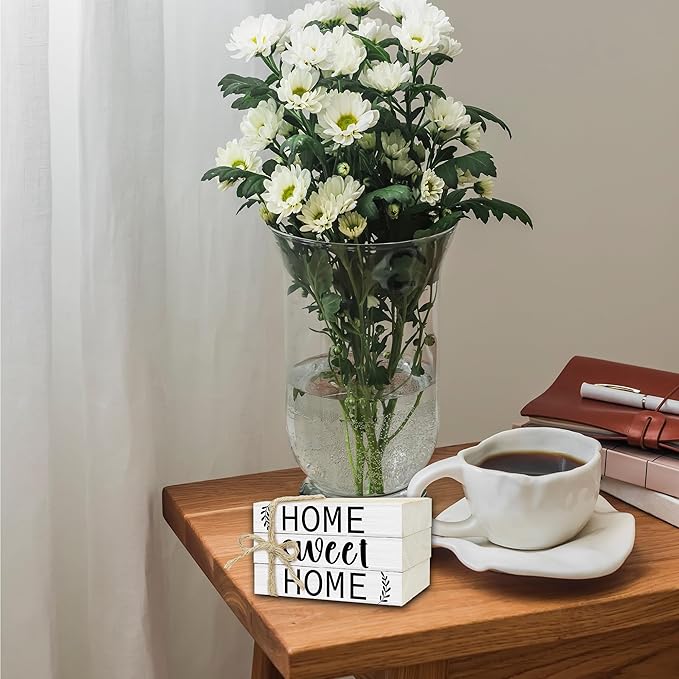 Mini Decorative Books for Home Decor, Small Rustic Wood Book Stack for Table Decor, Home Sweet Home Books for Living Room Bookshelf, Farmhouse Stacked Book Decorations (L32)