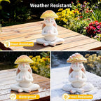 Meditation Mushroom Resin Statues – Cute Yoga Mushroom Figurines for Desk, Home, Office & Garden Decor – Zen Resin Sculptures for Living Room, Patio, Tabletop & Backyard (1 Pack, Rabbit)
