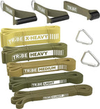 Tribe Lifting Resistance Bands for Working Out Men and Women - Set of 5 Pull Up Bands for Strength Training, Exercise Bands with Handles, Door Anchor and Bar Options for Home Gym