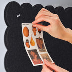 Lightomorrow Scalloped Bulletin Board, 36 x 24 Inches Felt Pin Board - Decorative Cork Alternative for Wall, 3' x 2' Foldable Picture Self-Adhesive Vision Prayer Board with 20 Pushpins - Black