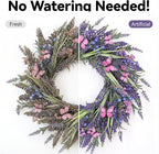 Lavender Wreaths for Front Door 24 Inch Spring Summer Wreath with Lavender,Berries, Butterflies,for Year-Round Use Indoors and Outdoors as Wall, Door, Window, Party and Wedding Decorations
