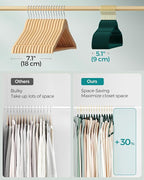 SONGMICS Velvet Hangers 50 Pack, Non-Slip Clothes Hangers, Suit Hangers with Shoulder Notches, Pants Bar, 360° Swivel Hook, Space-Saving, for Closet, Forest Green UCRF029C05