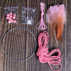 DIY Dream Catcher Beginner Kit, Making Dream Catcher Supplies Include Metal Hoop, Feathers, Faux Suede Cord, Thread, Wood Beads (Pink)